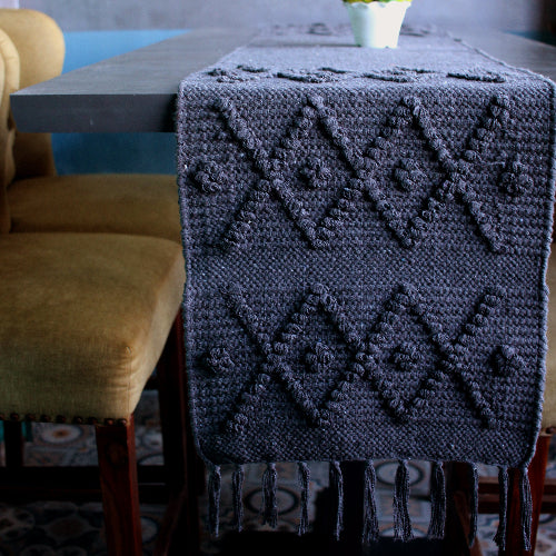 Black Cotton Textured Table Runner | 72 x 12 inches
