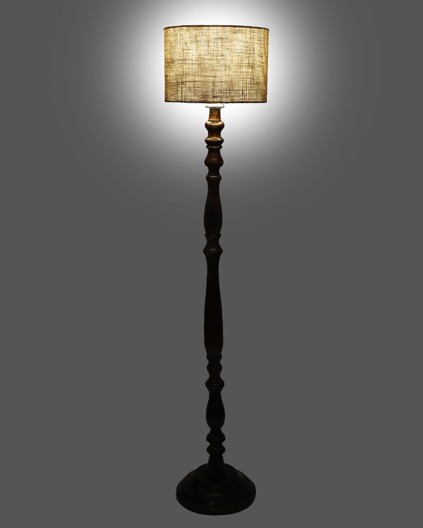 Lofty Design Mango Wood Floor Lamp with Jute Shade | Bulb Not Included | 12 x 56 inches