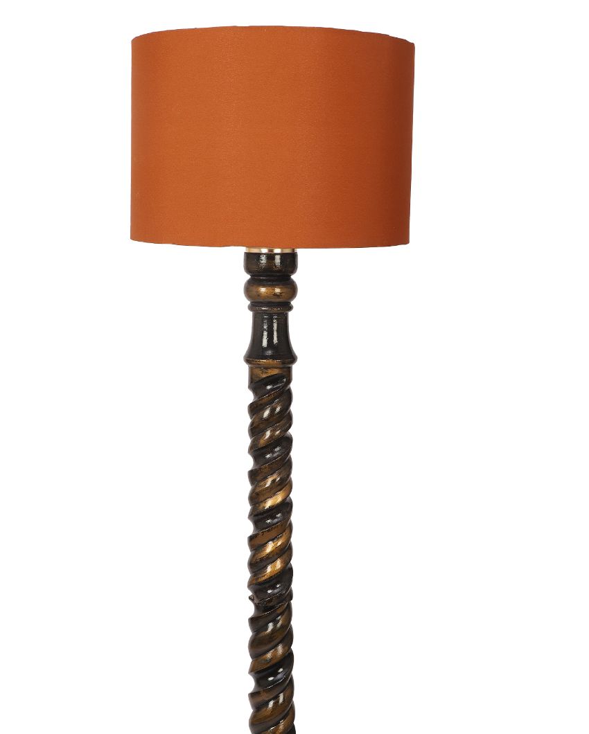 Dazzling Mango Wood Floor Lamp with Cotton Shade | Bulb Not Included | 12 x 56 inches