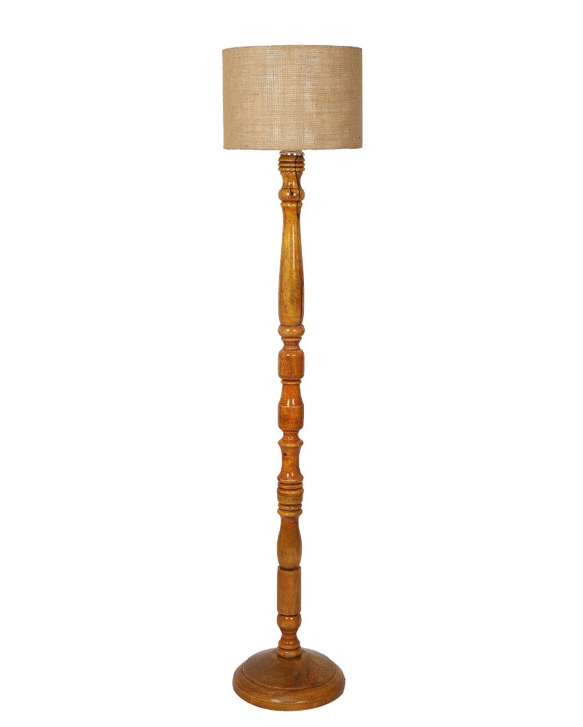 Classy Design Wooden Stand Floor Lamp with Jute Shade | Bulb Not Included | 12 x 56 inches