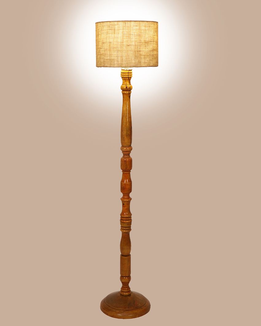 Classy Design Wooden Stand Floor Lamp with Jute Shade | Bulb Not Included | 12 x 56 inches