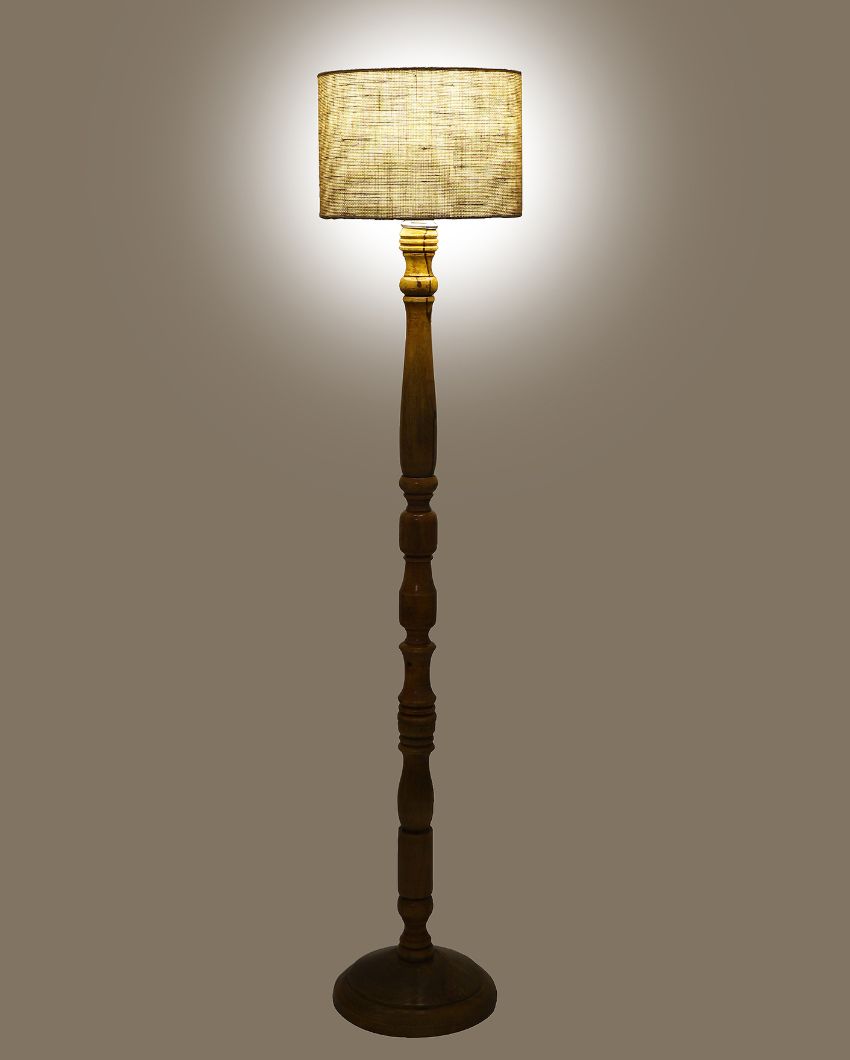Classy Design Wooden Stand Floor Lamp with Jute Shade | Bulb Not Included | 12 x 56 inches