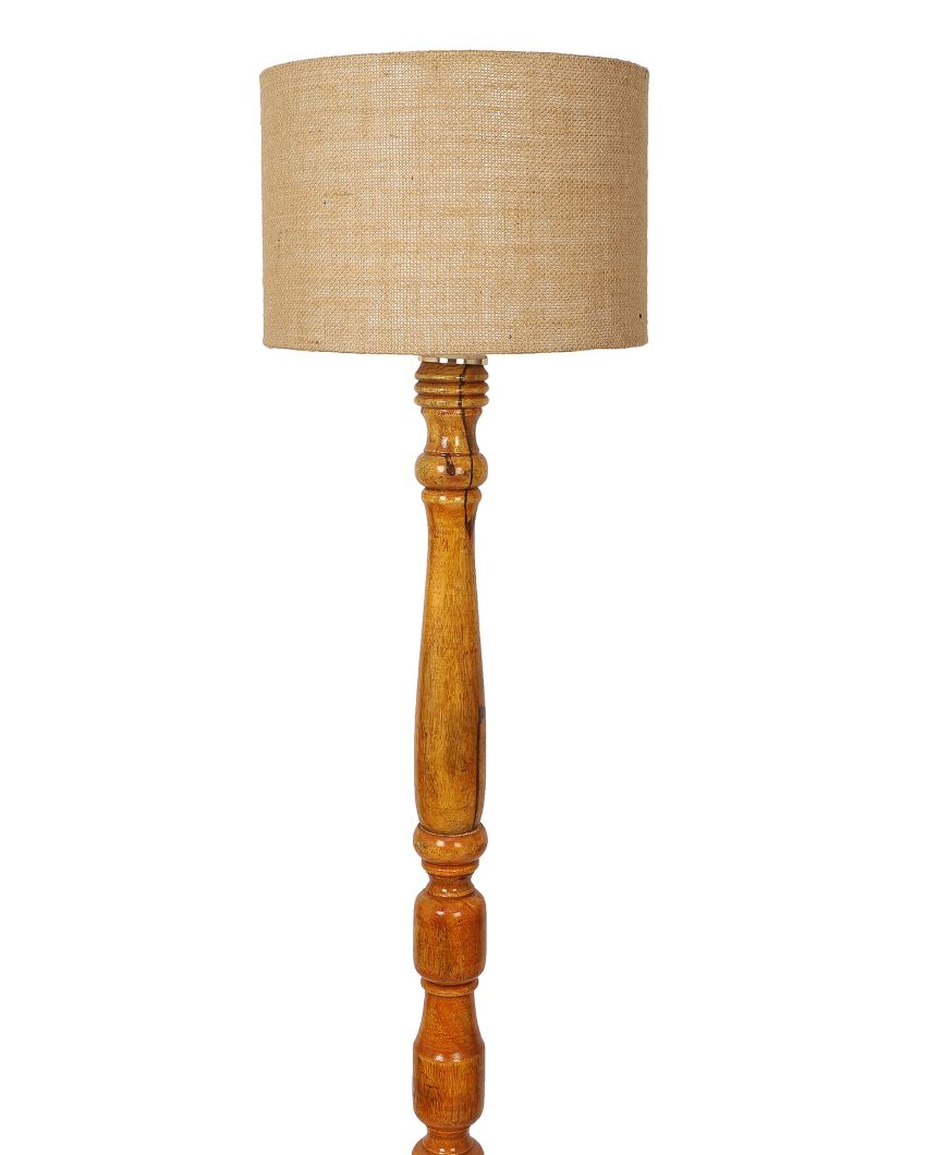 Classy Design Wooden Stand Floor Lamp with Jute Shade | Bulb Not Included | 12 x 56 inches