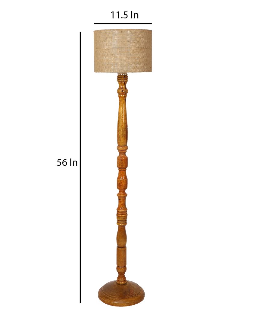 Classy Design Wooden Stand Floor Lamp with Jute Shade | Bulb Not Included | 12 x 56 inches