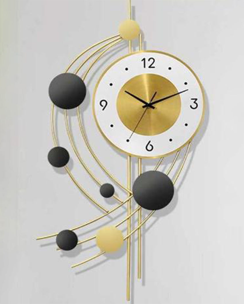 Geometric Six Golden Circle Metal Wall Clock | 30 x 15 x 2 inches