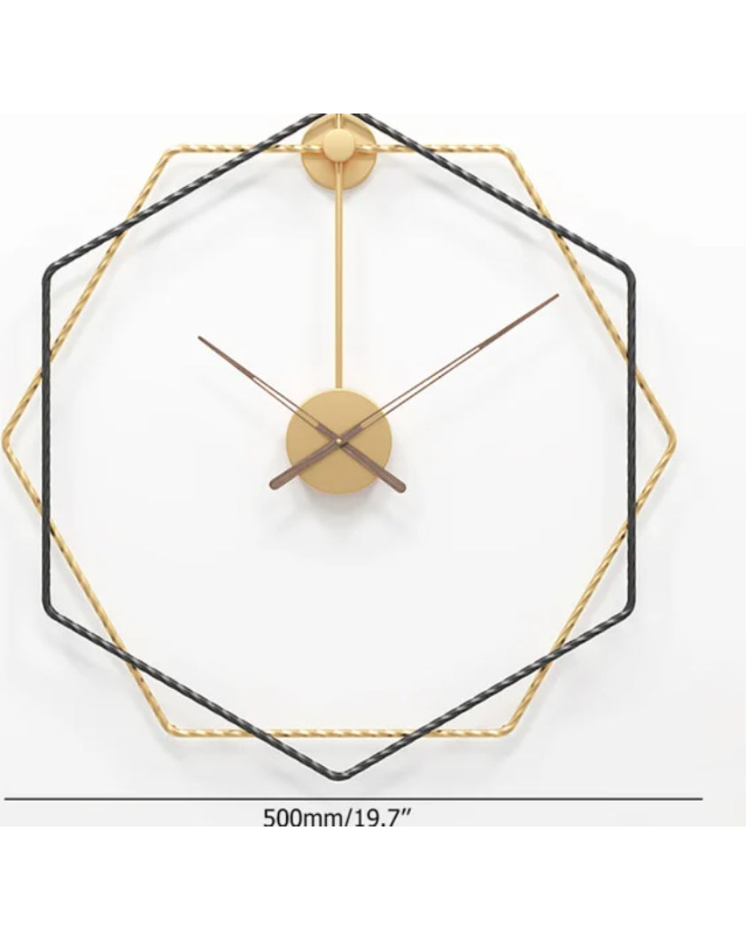 Modern Hexagon Golden Design Wall Clock | 24 x 24 x 2 inches