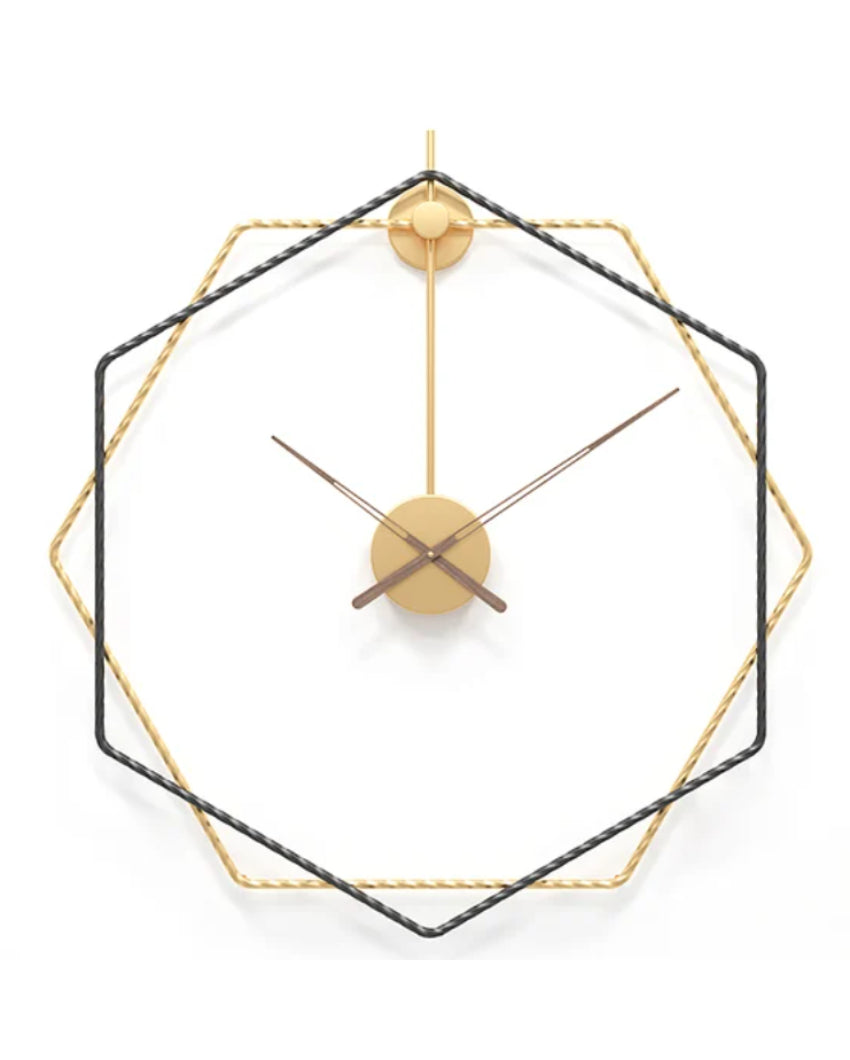 Modern Hexagon Golden Design Wall Clock | 24 x 24 x 2 inches