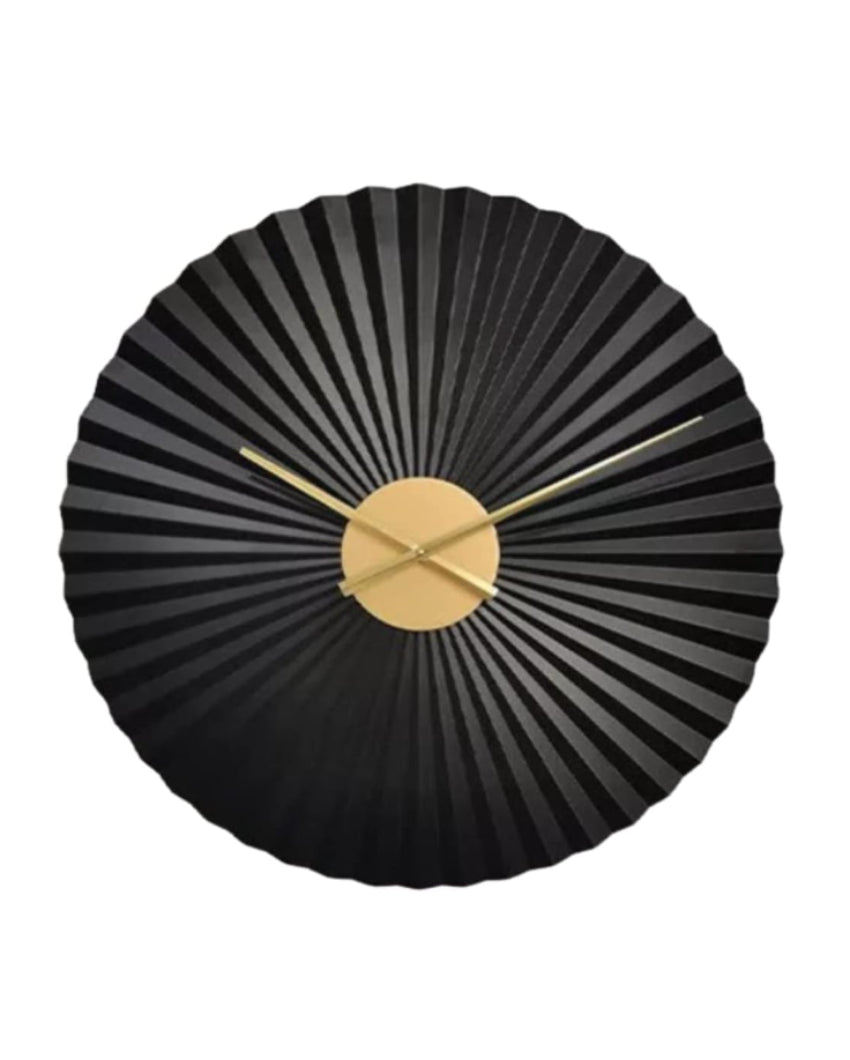 Dynamic 3D Zig Zag Black Metal Wall Clock | 24 x 2 inches
