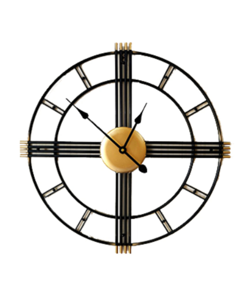 Striking Black Metallic Cross Way Wall Clock | 24 x 2 inches