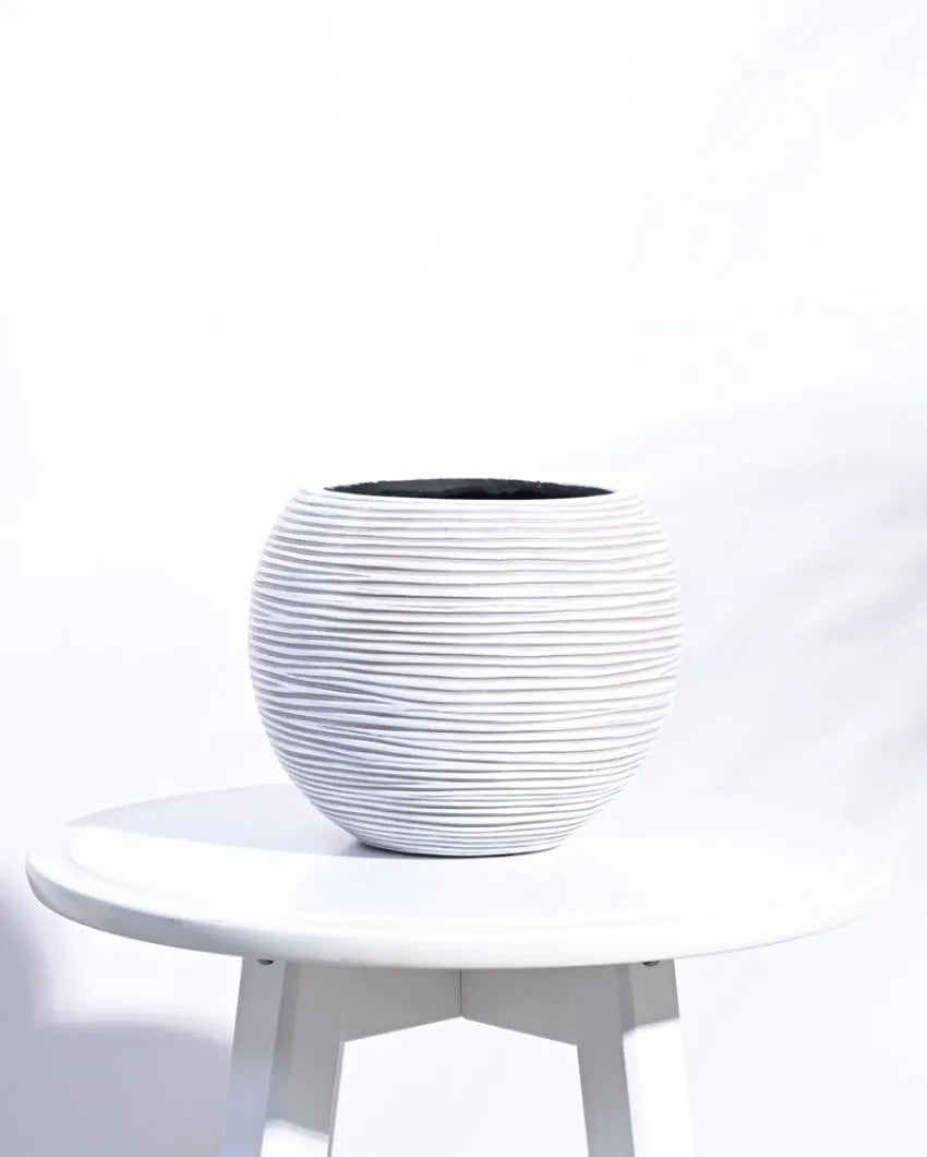 Vase Ball Rib Ivory Planter | Multiple Sizes