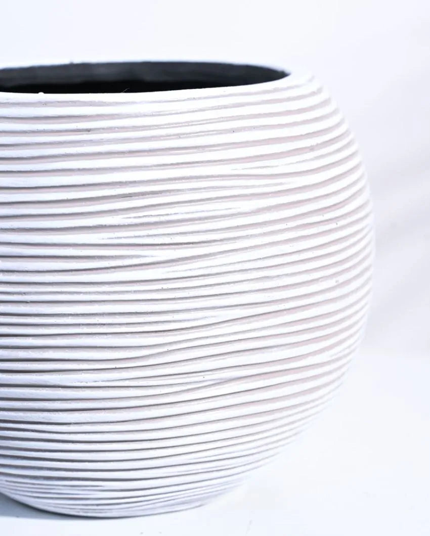 Vase Ball Rib Ivory Planter | Multiple Sizes