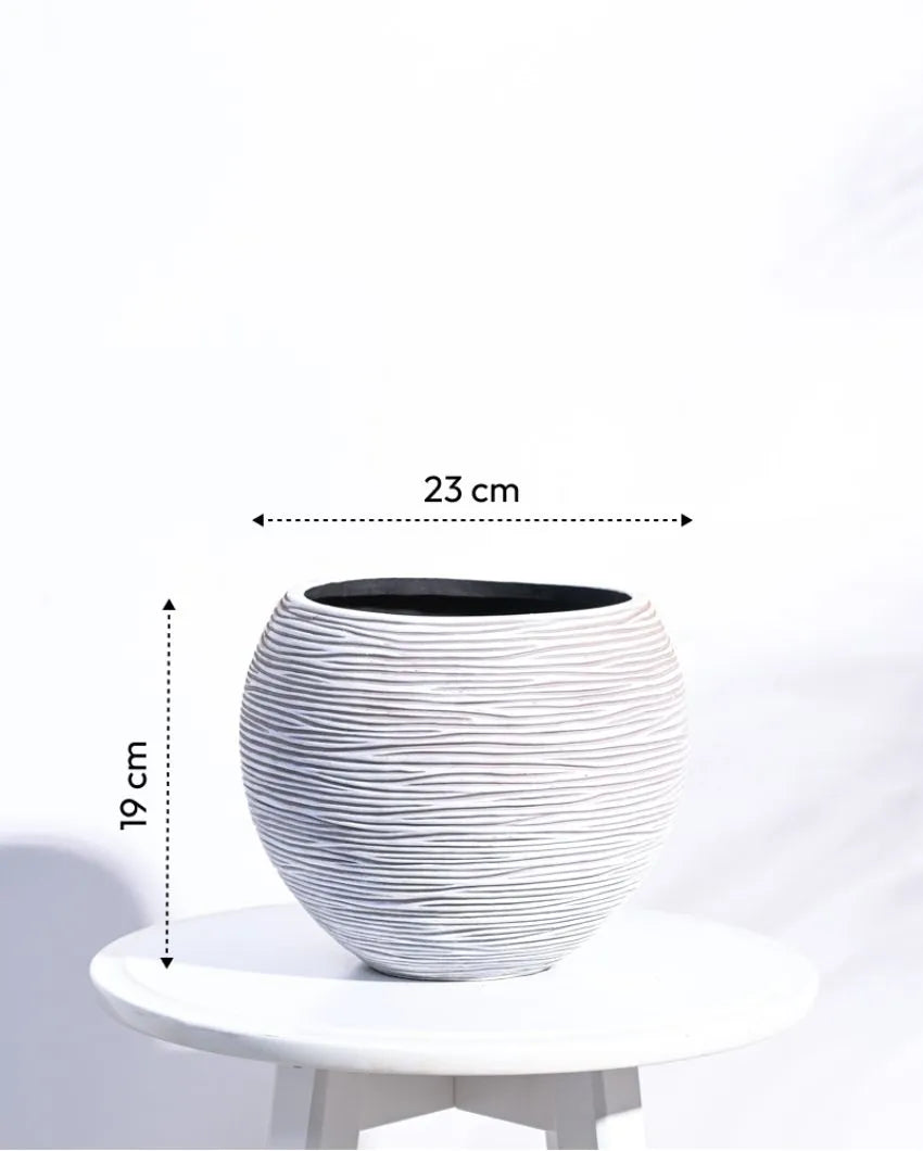 Vase Ball Rib Ivory Planter | Multiple Sizes
