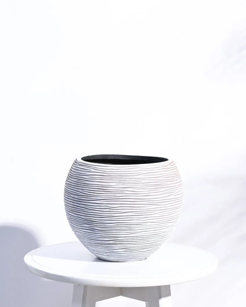 Vase Ball Rib Ivory Planter | Multiple Sizes