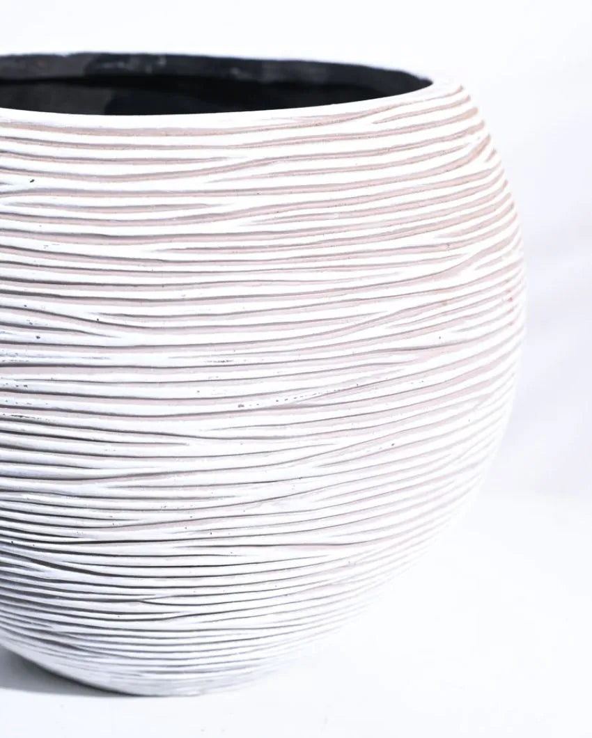 Vase Ball Rib Ivory Planter | Multiple Sizes