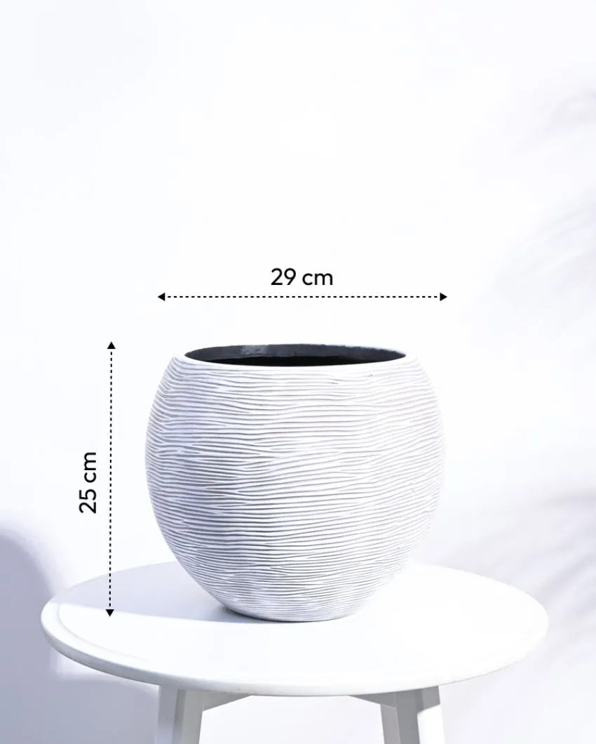 Vase Ball Rib Ivory Planter | Multiple Sizes