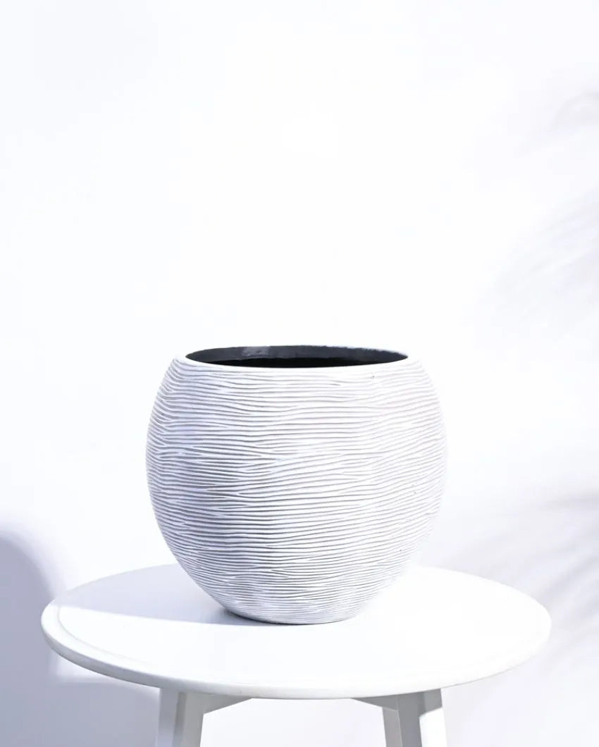 Vase Ball Rib Ivory Planter | Multiple Sizes