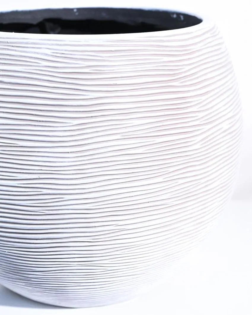 Vase Ball Rib Ivory Planter | Multiple Sizes