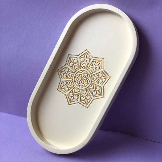 Ivory White Oval Tray | Wooden | Single | 11 inches , 13 inches