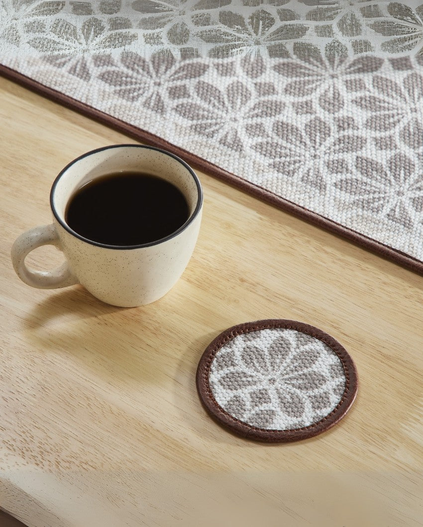 Silverline Floral Printed Home Tables Coasters | Set of 4 | 4 inches