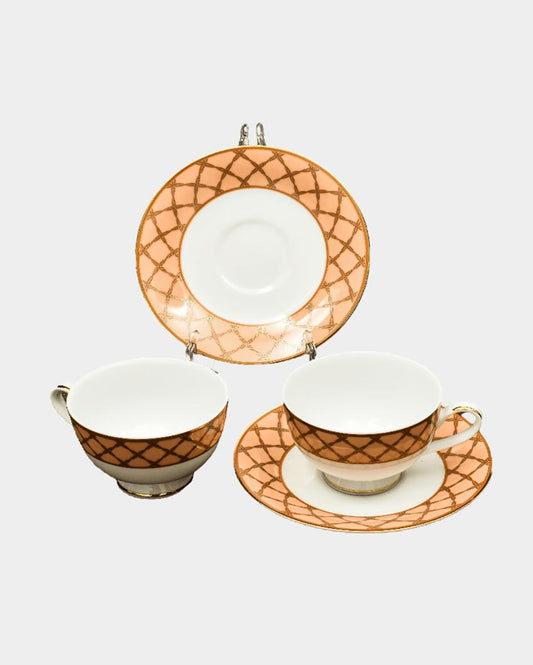 Angel Rope Porcelain Tea Cup & Saucer Set | Set of 6