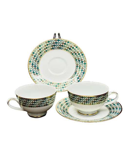 Christolite Porcelain Tea Cup & Saucer Set | Set of 6