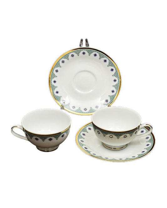Isabella Gold Porcelain Tea Cup & Saucer Set | Set of 6