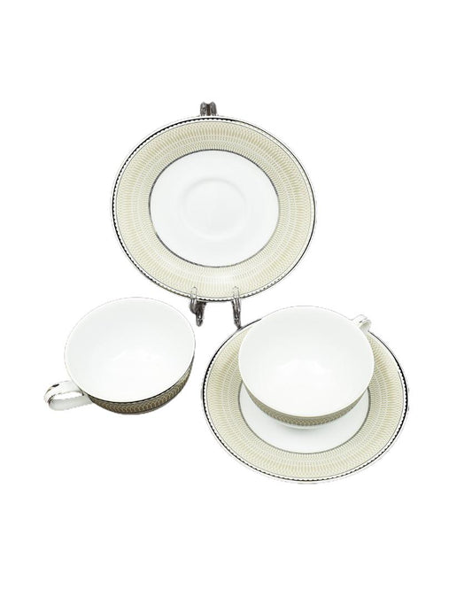 Shine Platin Porcelain Tea Cup & Saucer Set | Set of 6
