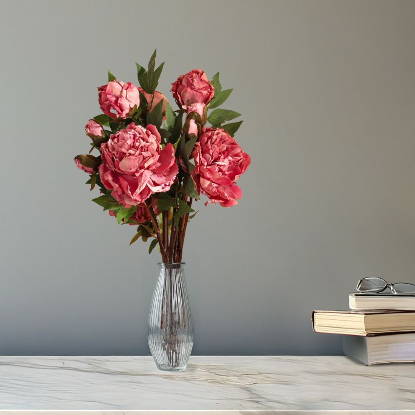 Elegant Blooming Artificial Peony Flower Spray | 2 Feet