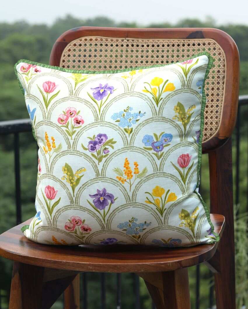 Attractive Phool Printed Cotton Cushion Covers | 16 x 16 inches