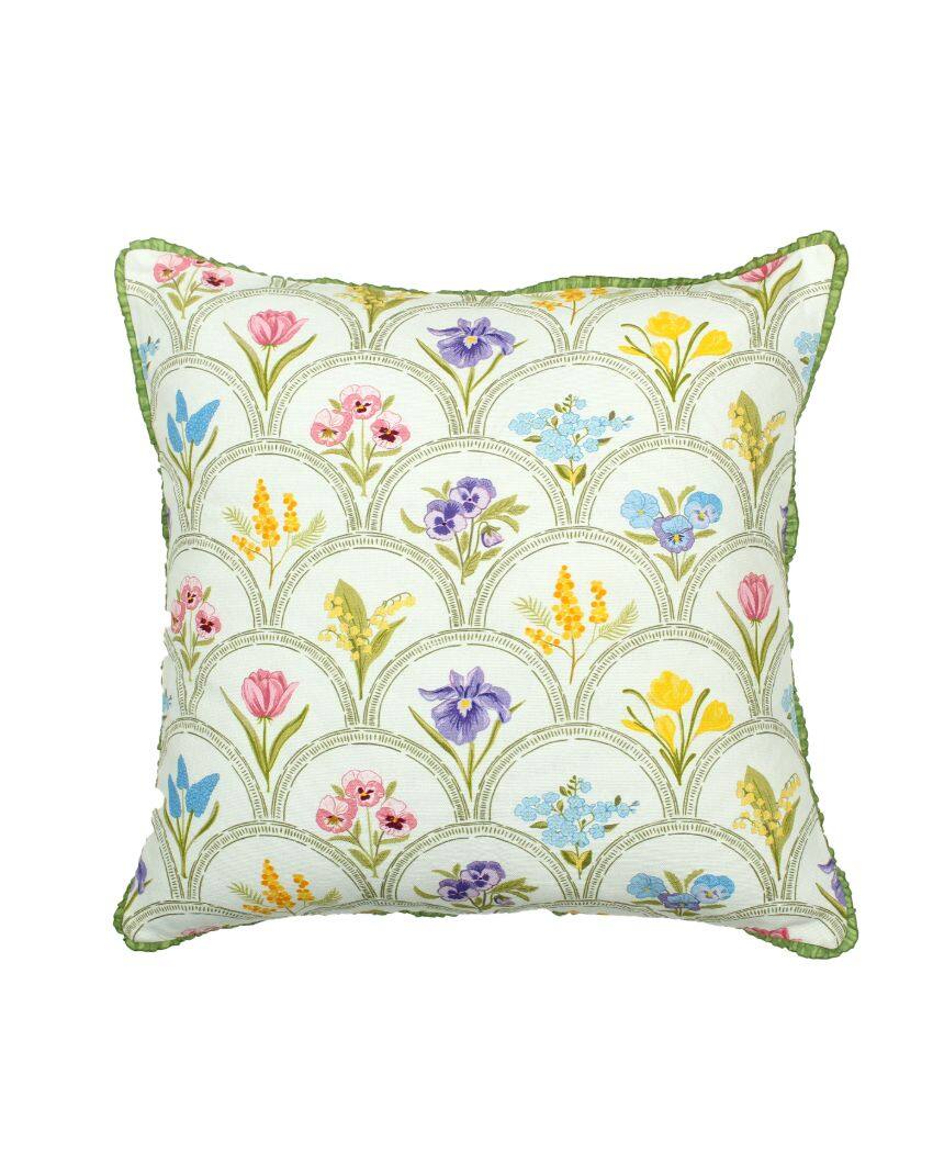 Attractive Phool Printed Cotton Cushion Covers | 16 x 16 inches
