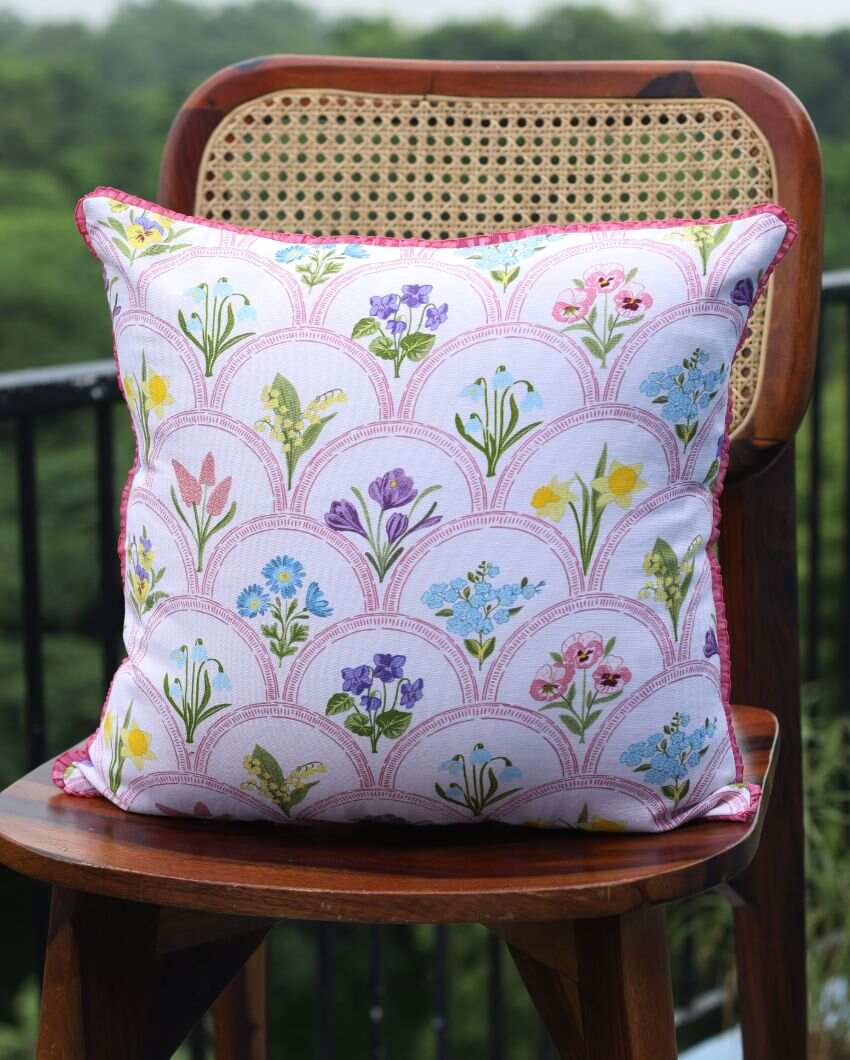Phool Printed Cotton Cushion Covers | 16 x 16 inches