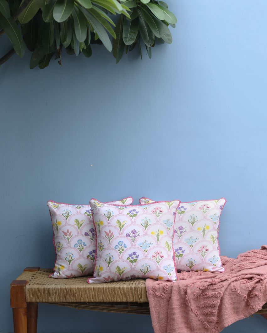 Phool Printed Cotton Cushion Covers | 16 x 16 inches