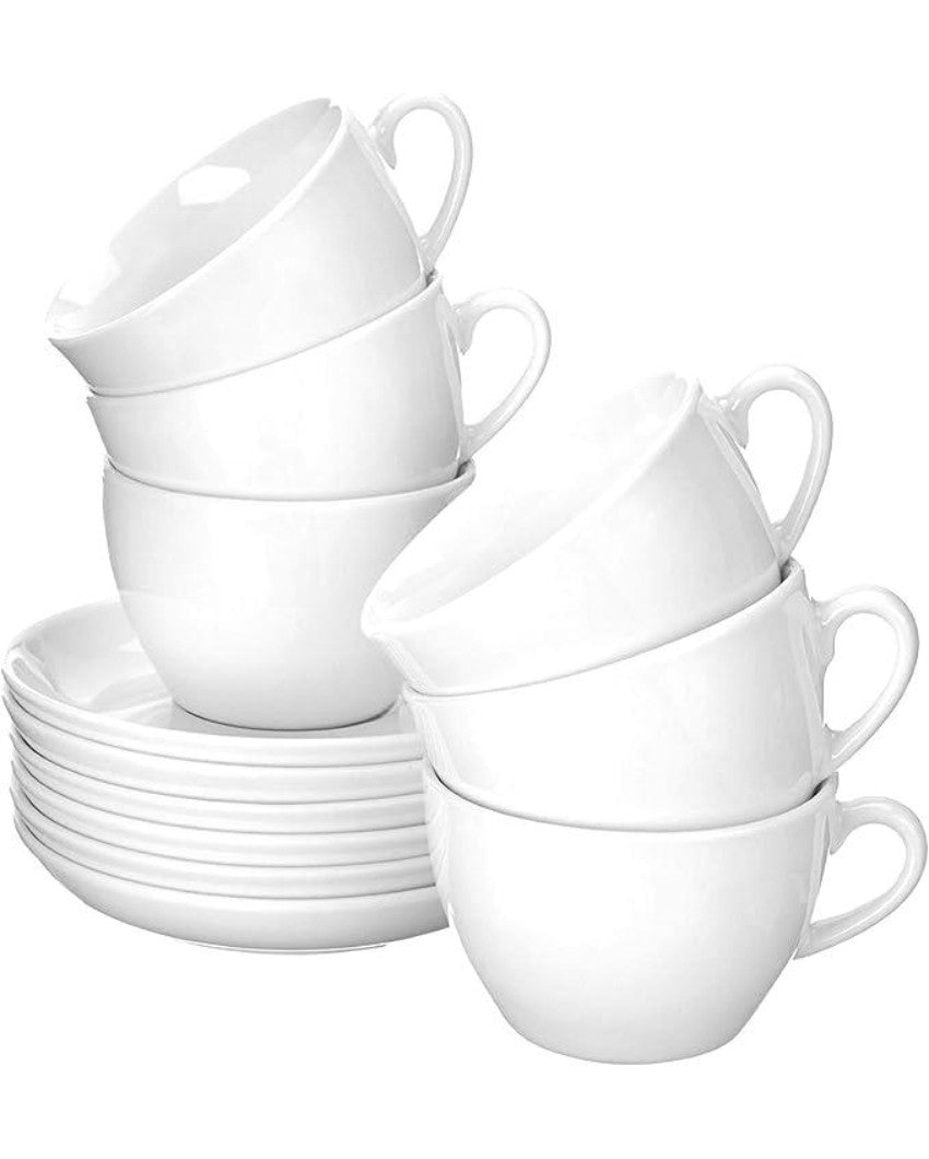 Premium Ceramic Coffee & Tea Cup with Saucer | Set of 6