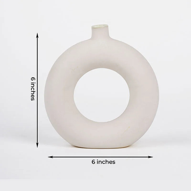 White Donut Ceramic Vase