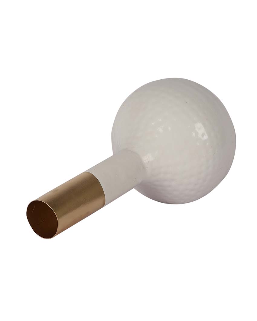 White and Gold Long Pipe Flower Vase | 4 x 12 inches
