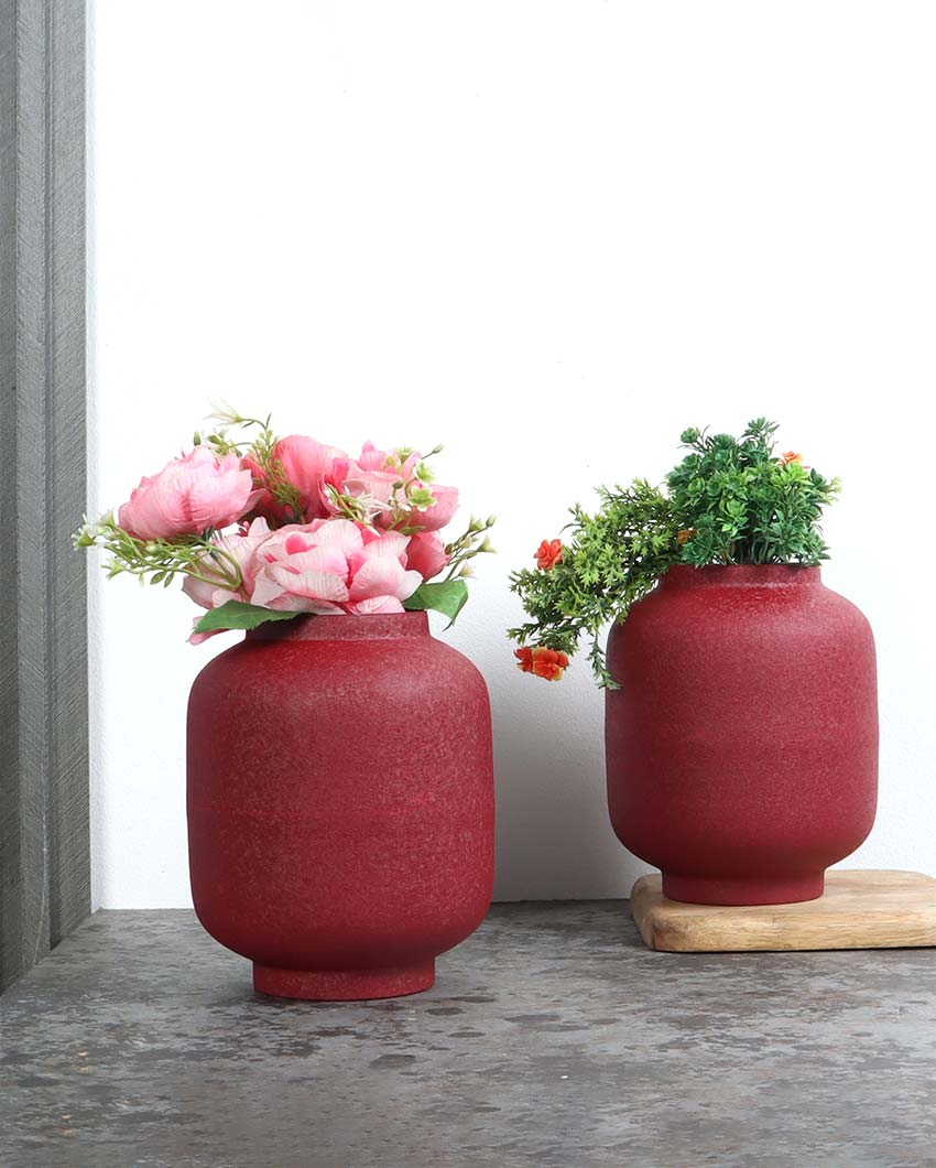 Stylish Textured Flower Pots | Set Of 2 | 5 x 8 inches