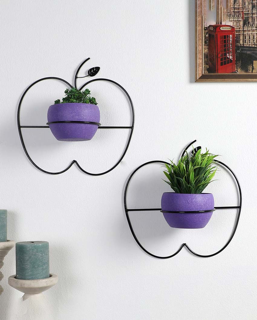 Apple Design Wall Hanging Planters | Set Of 2 | 8 x 8 x 3 inches