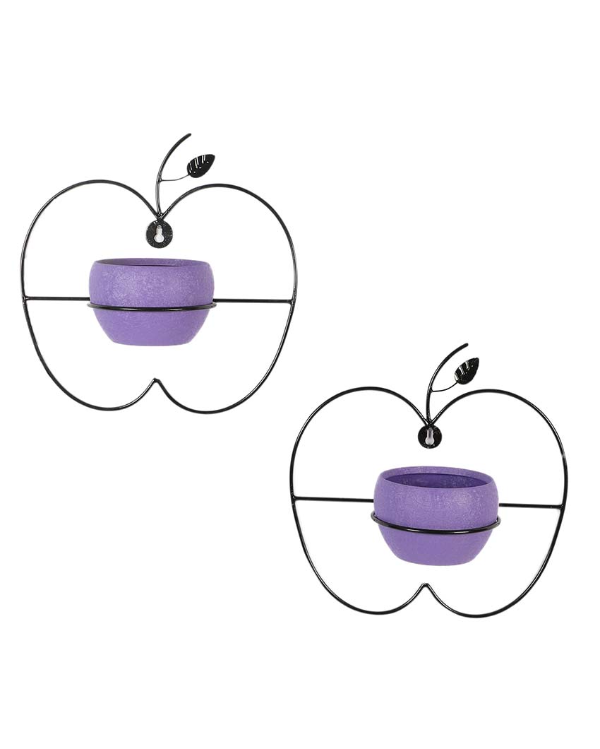 Apple Design Wall Hanging Planters | Set Of 2 | 8 x 8 x 3 inches