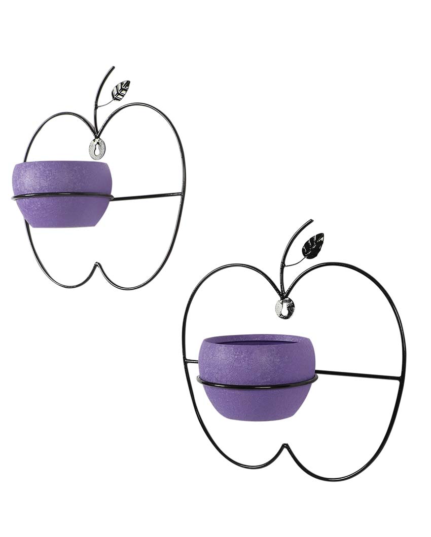 Apple Design Wall Hanging Planters | Set Of 2 | 8 x 8 x 3 inches