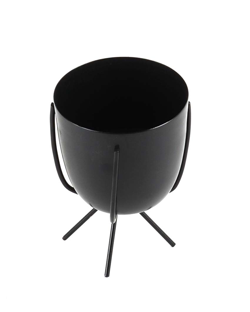 Artisanal Metal Planters with Stand | Set Of 2 | 5 x 7 inches