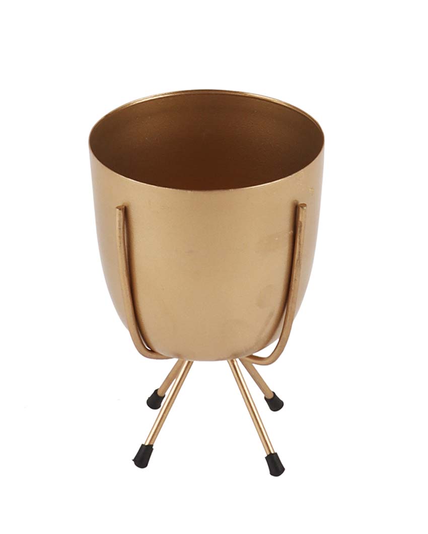 Artisanal Metal Planters with Stand | Set Of 2 | 5 x 7 inches