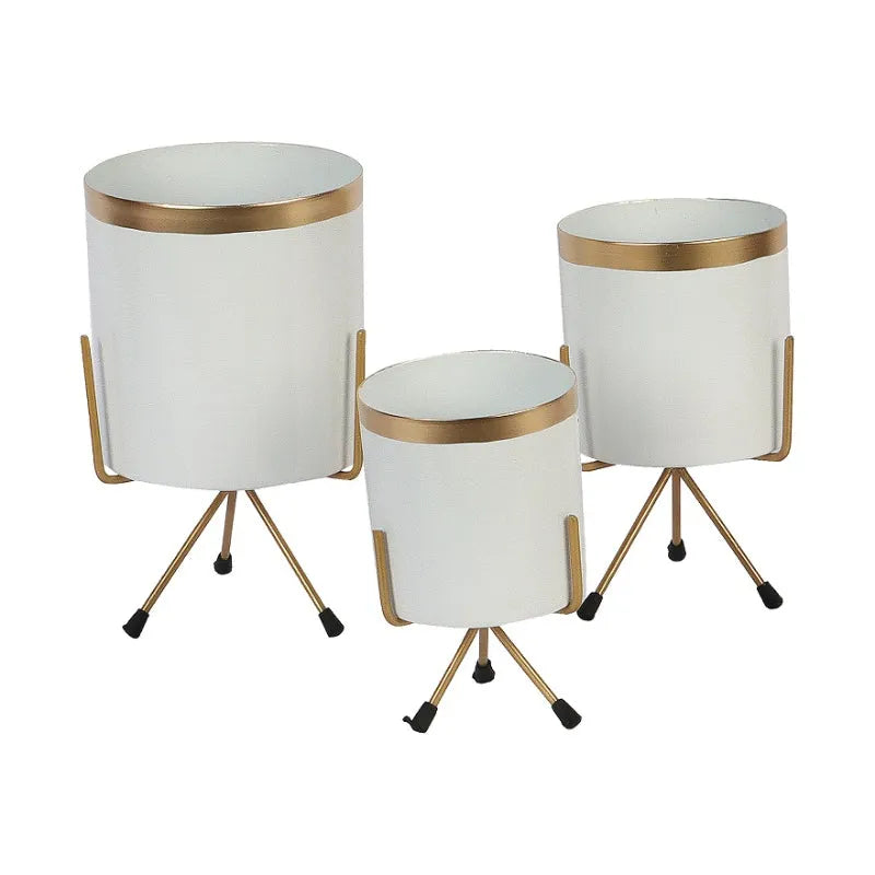 White & Gold Votive Planter | Set of 3