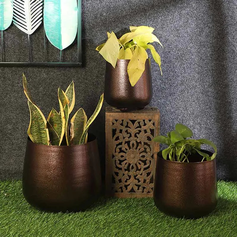 Copper Hammerd Bowl Planter | Set of 3 Default Title