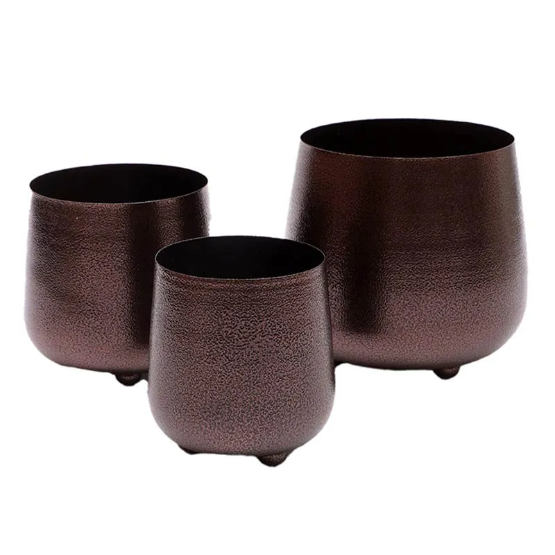 Copper Hammerd Bowl Planter | Set of 3 Default Title