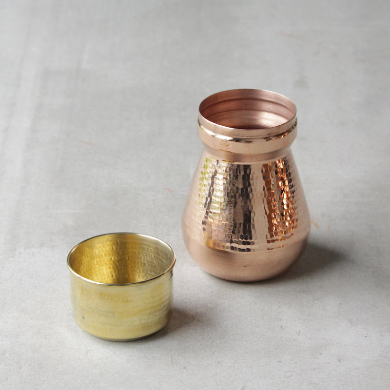 Copper Mini Water Carafe with Brass Glass Default Title