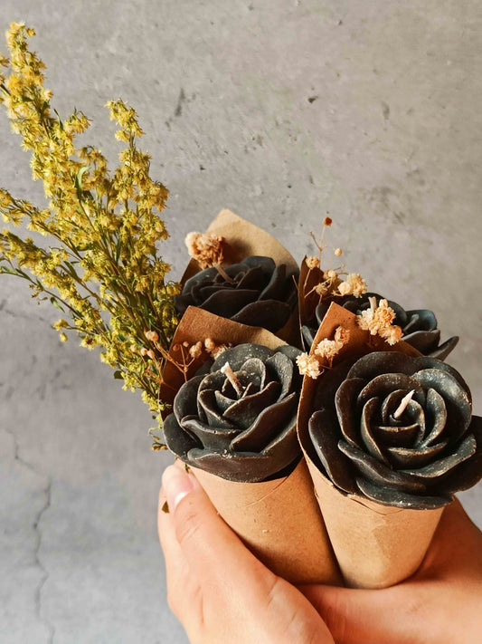 Black Rose Candle Flower Bouquet | For Mother's Day