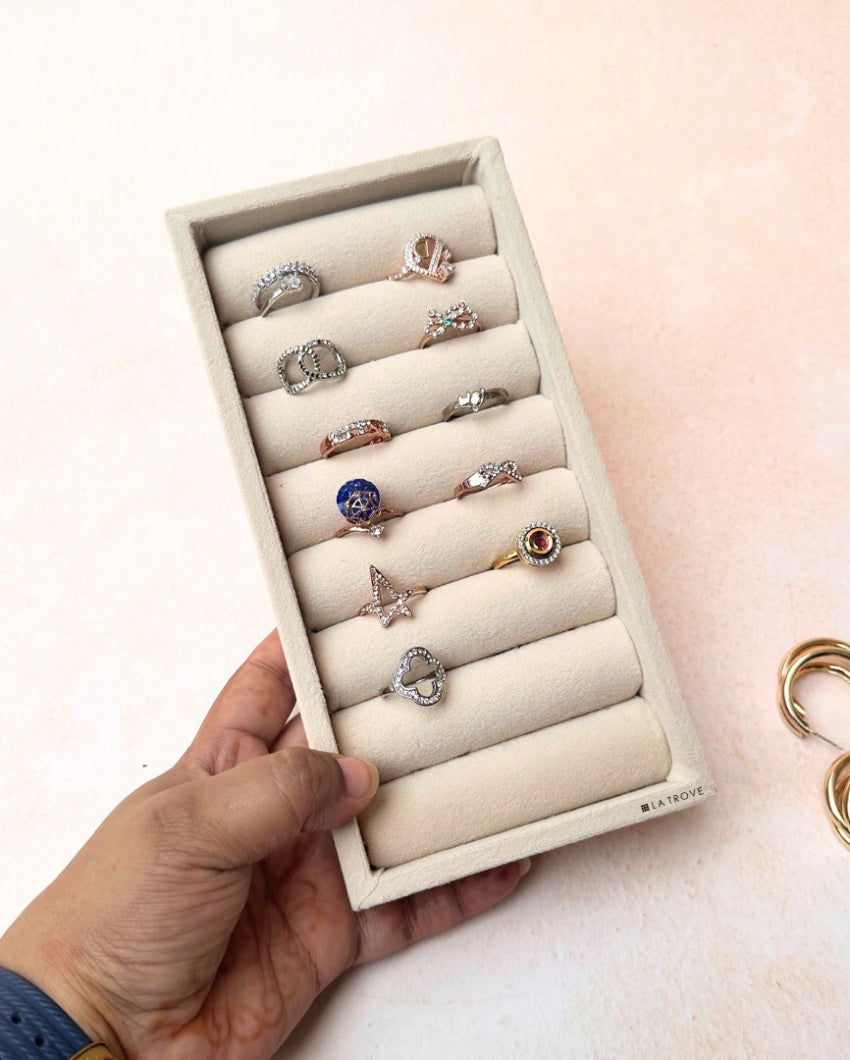 Velvet Rings Cufflinks Organizer Mini Jewellery Tray | 8 x 4 inches