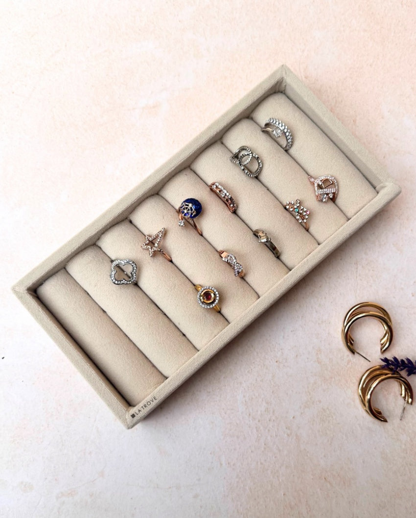 Velvet Rings Cufflinks Organizer Mini Jewellery Tray | 8 x 4 inches