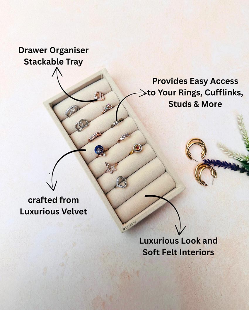 Velvet Rings Cufflinks Organizer Mini Jewellery Tray | 8 x 4 inches
