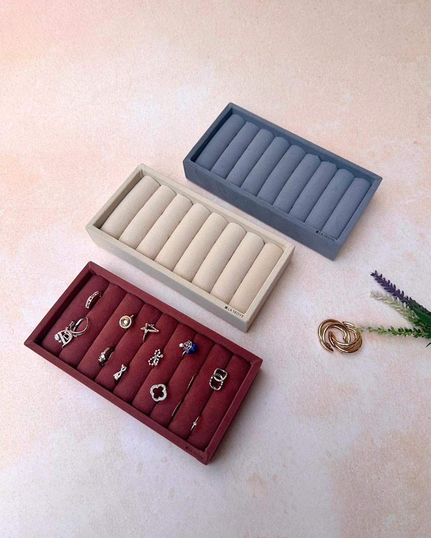 Velvet Rings Cufflinks Organizer Mini Jewellery Tray | 8 x 4 inches